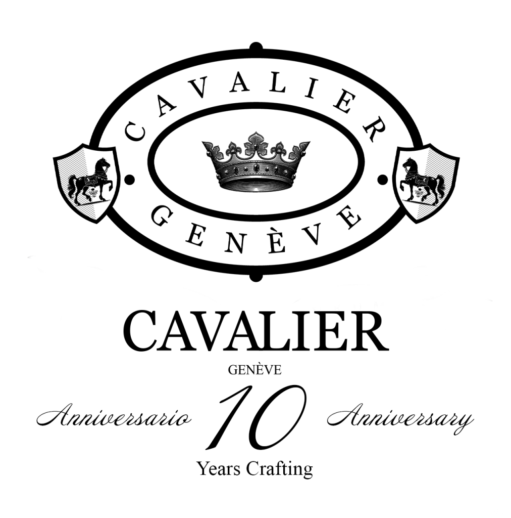 cavalier cigars 10th anniversary logo. black lettering on a white background